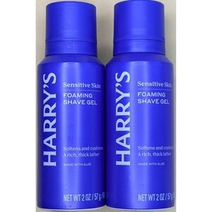 (Lot‎ of 2) Harry's Foaming Shaving Gel w/ Aloe - 2 oz Travel Size TSA Approved